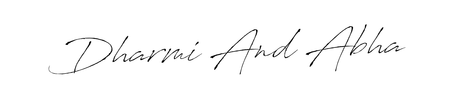 The best way (Antro_Vectra) to make a short signature is to pick only two or three words in your name. The name Dharmi And Abha include a total of six letters. For converting this name. Dharmi And Abha signature style 6 images and pictures png