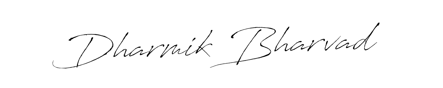 How to make Dharmik Bharvad name signature. Use Antro_Vectra style for creating short signs online. This is the latest handwritten sign. Dharmik Bharvad signature style 6 images and pictures png