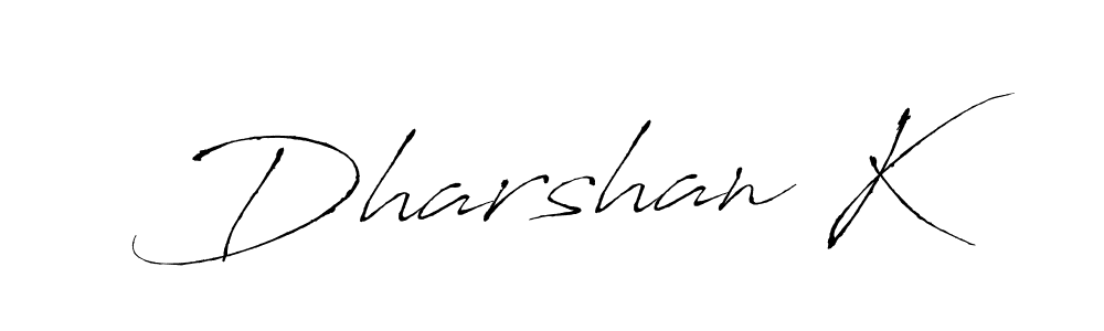 Make a beautiful signature design for name Dharshan K. With this signature (Antro_Vectra) style, you can create a handwritten signature for free. Dharshan K signature style 6 images and pictures png