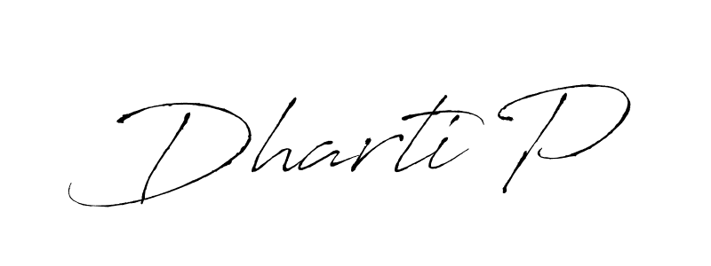 Use a signature maker to create a handwritten signature online. With this signature software, you can design (Antro_Vectra) your own signature for name Dharti P. Dharti P signature style 6 images and pictures png