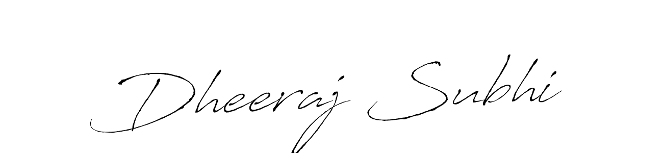 How to make Dheeraj Subhi signature? Antro_Vectra is a professional autograph style. Create handwritten signature for Dheeraj Subhi name. Dheeraj Subhi signature style 6 images and pictures png