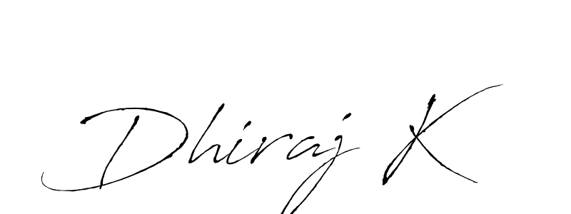 How to make Dhiraj K name signature. Use Antro_Vectra style for creating short signs online. This is the latest handwritten sign. Dhiraj K signature style 6 images and pictures png