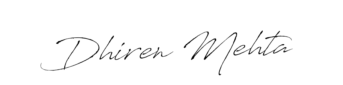 How to make Dhiren Mehta name signature. Use Antro_Vectra style for creating short signs online. This is the latest handwritten sign. Dhiren Mehta signature style 6 images and pictures png