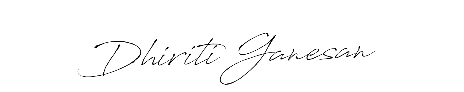 Antro_Vectra is a professional signature style that is perfect for those who want to add a touch of class to their signature. It is also a great choice for those who want to make their signature more unique. Get Dhiriti Ganesan name to fancy signature for free. Dhiriti Ganesan signature style 6 images and pictures png