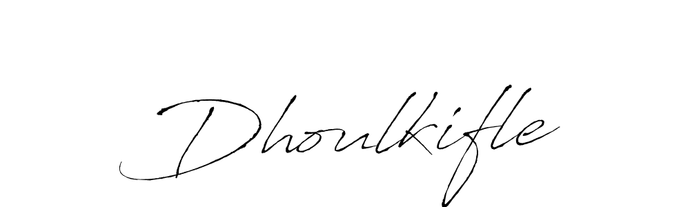 Antro_Vectra is a professional signature style that is perfect for those who want to add a touch of class to their signature. It is also a great choice for those who want to make their signature more unique. Get Dhoulkifle name to fancy signature for free. Dhoulkifle signature style 6 images and pictures png