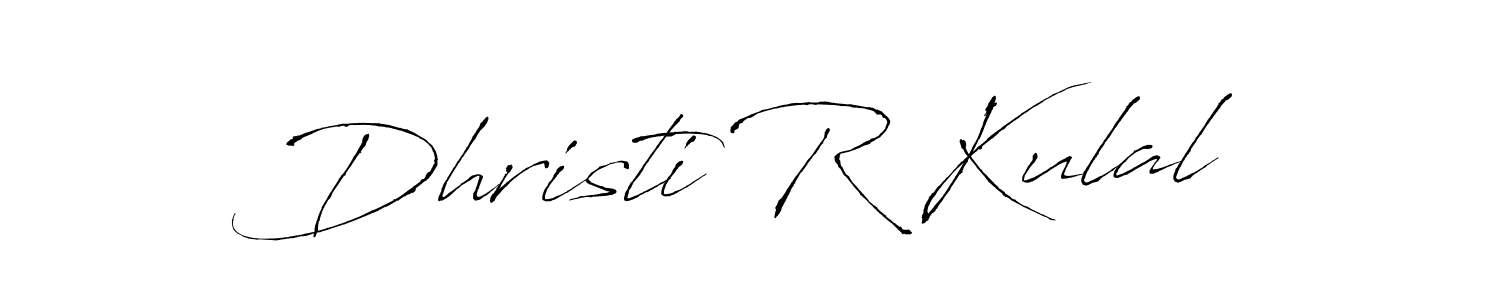 You should practise on your own different ways (Antro_Vectra) to write your name (Dhristi R Kulal) in signature. don't let someone else do it for you. Dhristi R Kulal signature style 6 images and pictures png