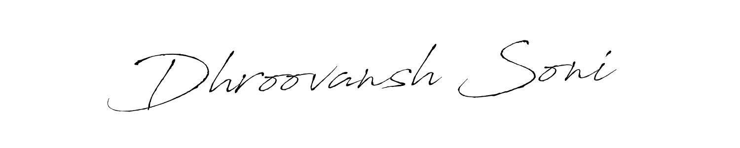 The best way (Antro_Vectra) to make a short signature is to pick only two or three words in your name. The name Dhroovansh Soni include a total of six letters. For converting this name. Dhroovansh Soni signature style 6 images and pictures png