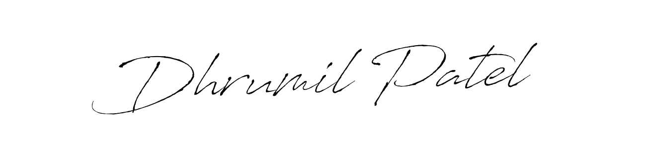 How to make Dhrumil Patel name signature. Use Antro_Vectra style for creating short signs online. This is the latest handwritten sign. Dhrumil Patel signature style 6 images and pictures png