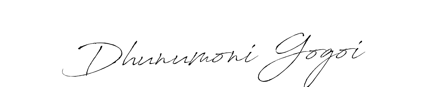 Antro_Vectra is a professional signature style that is perfect for those who want to add a touch of class to their signature. It is also a great choice for those who want to make their signature more unique. Get Dhunumoni Gogoi name to fancy signature for free. Dhunumoni Gogoi signature style 6 images and pictures png