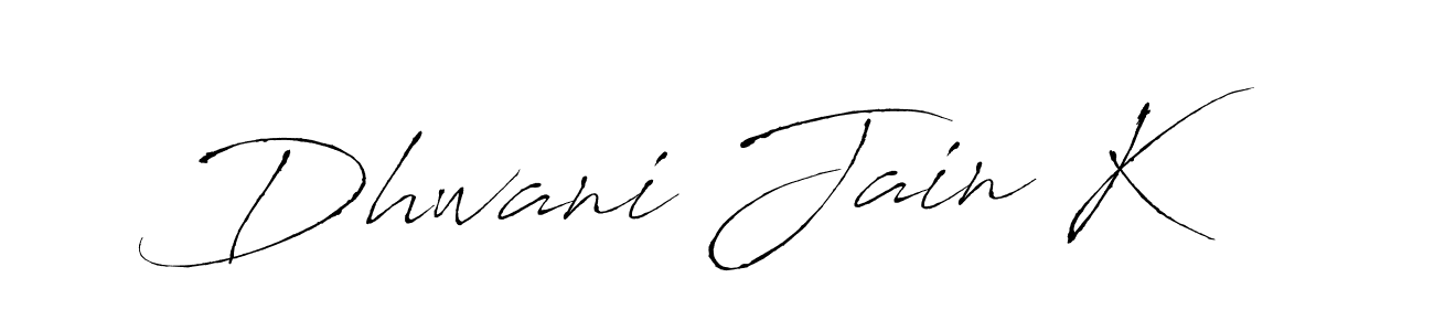 How to make Dhwani Jain K name signature. Use Antro_Vectra style for creating short signs online. This is the latest handwritten sign. Dhwani Jain K signature style 6 images and pictures png