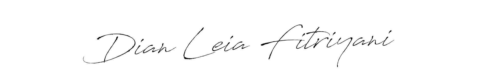 Create a beautiful signature design for name Dian Leia Fitriyani. With this signature (Antro_Vectra) fonts, you can make a handwritten signature for free. Dian Leia Fitriyani signature style 6 images and pictures png