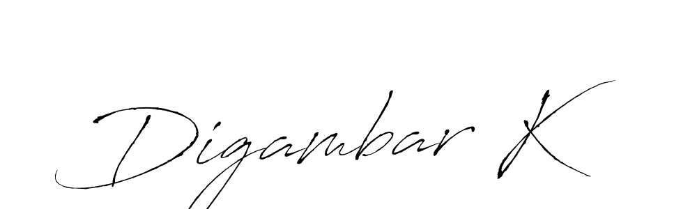 Design your own signature with our free online signature maker. With this signature software, you can create a handwritten (Antro_Vectra) signature for name Digambar K. Digambar K signature style 6 images and pictures png