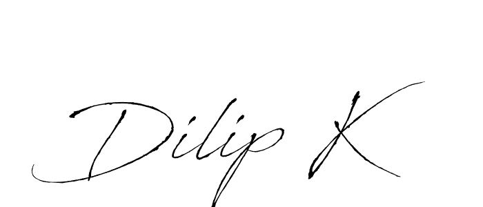 Design your own signature with our free online signature maker. With this signature software, you can create a handwritten (Antro_Vectra) signature for name Dilip K. Dilip K signature style 6 images and pictures png