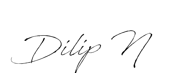 Antro_Vectra is a professional signature style that is perfect for those who want to add a touch of class to their signature. It is also a great choice for those who want to make their signature more unique. Get Dilip N name to fancy signature for free. Dilip N signature style 6 images and pictures png