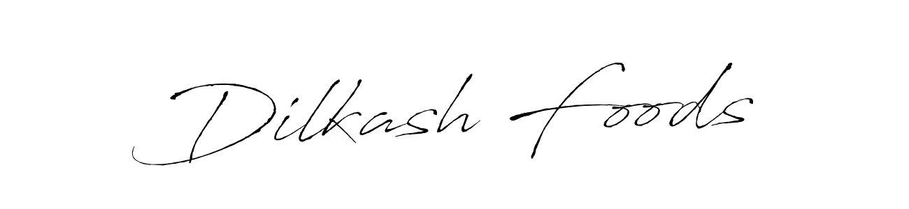 Use a signature maker to create a handwritten signature online. With this signature software, you can design (Antro_Vectra) your own signature for name Dilkash Foods. Dilkash Foods signature style 6 images and pictures png