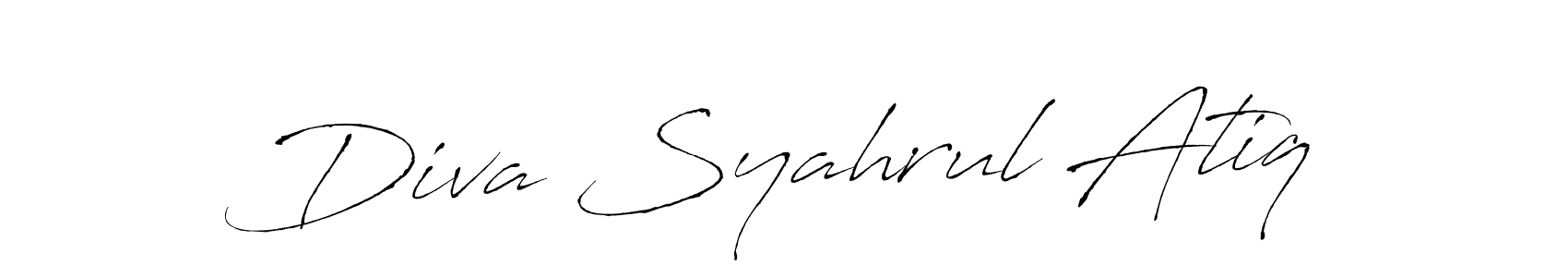 How to make Diva Syahrul Atiq name signature. Use Antro_Vectra style for creating short signs online. This is the latest handwritten sign. Diva Syahrul Atiq signature style 6 images and pictures png