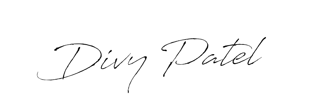 Divy Patel stylish signature style. Best Handwritten Sign (Antro_Vectra) for my name. Handwritten Signature Collection Ideas for my name Divy Patel. Divy Patel signature style 6 images and pictures png