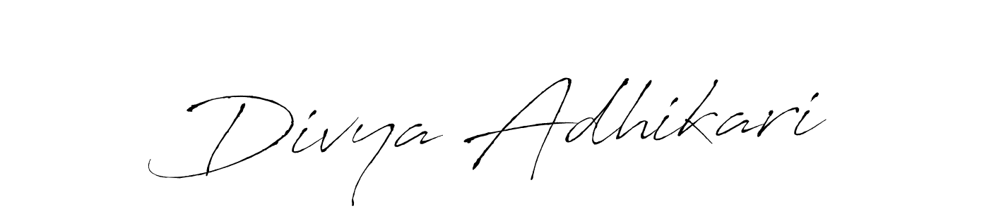 Make a beautiful signature design for name Divya Adhikari. With this signature (Antro_Vectra) style, you can create a handwritten signature for free. Divya Adhikari signature style 6 images and pictures png