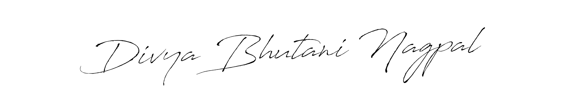 Divya Bhutani Nagpal stylish signature style. Best Handwritten Sign (Antro_Vectra) for my name. Handwritten Signature Collection Ideas for my name Divya Bhutani Nagpal. Divya Bhutani Nagpal signature style 6 images and pictures png