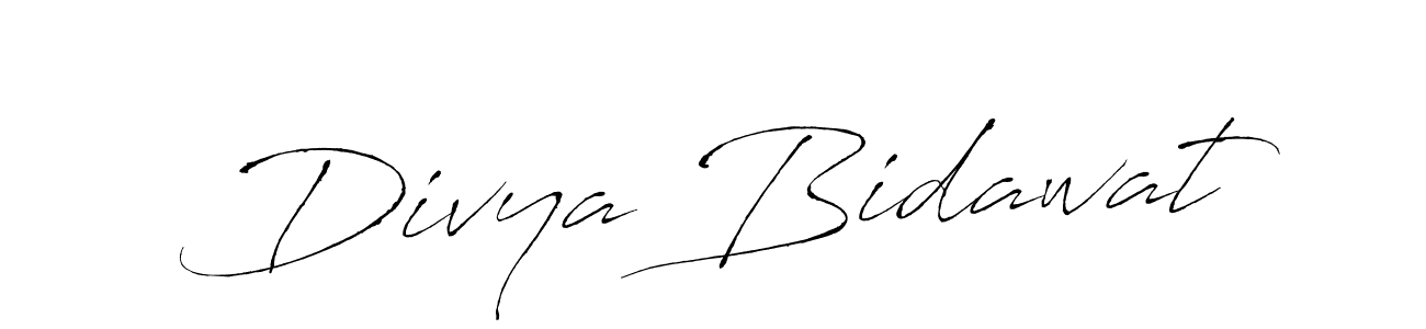 Divya Bidawat stylish signature style. Best Handwritten Sign (Antro_Vectra) for my name. Handwritten Signature Collection Ideas for my name Divya Bidawat. Divya Bidawat signature style 6 images and pictures png