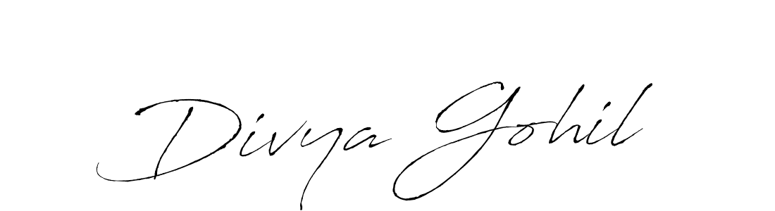 Divya Gohil stylish signature style. Best Handwritten Sign (Antro_Vectra) for my name. Handwritten Signature Collection Ideas for my name Divya Gohil. Divya Gohil signature style 6 images and pictures png