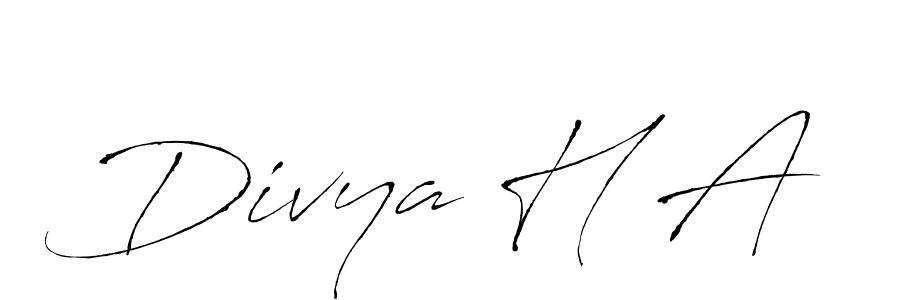 The best way (Antro_Vectra) to make a short signature is to pick only two or three words in your name. The name Divya H A include a total of six letters. For converting this name. Divya H A signature style 6 images and pictures png