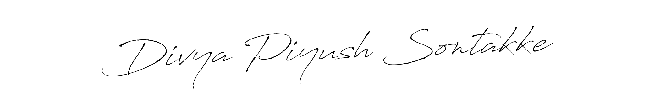 This is the best signature style for the Divya Piyush Sontakke name. Also you like these signature font (Antro_Vectra). Mix name signature. Divya Piyush Sontakke signature style 6 images and pictures png