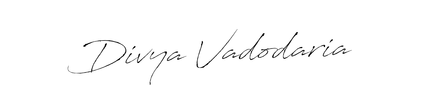 Antro_Vectra is a professional signature style that is perfect for those who want to add a touch of class to their signature. It is also a great choice for those who want to make their signature more unique. Get Divya Vadodaria name to fancy signature for free. Divya Vadodaria signature style 6 images and pictures png