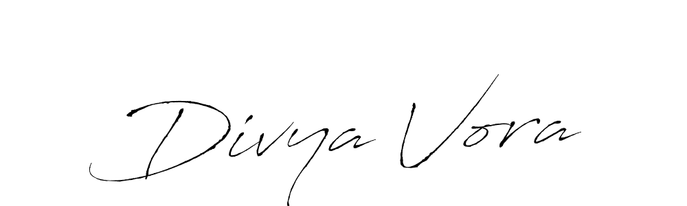 How to make Divya Vora name signature. Use Antro_Vectra style for creating short signs online. This is the latest handwritten sign. Divya Vora signature style 6 images and pictures png