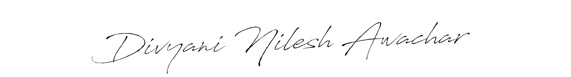 if you are searching for the best signature style for your name Divyani Nilesh Awachar. so please give up your signature search. here we have designed multiple signature styles  using Antro_Vectra. Divyani Nilesh Awachar signature style 6 images and pictures png