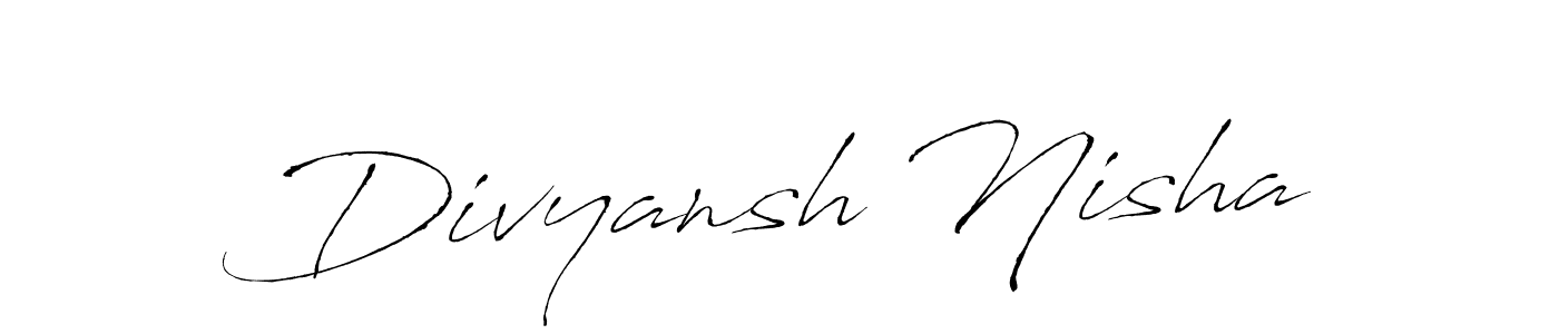 This is the best signature style for the Divyansh Nisha name. Also you like these signature font (Antro_Vectra). Mix name signature. Divyansh Nisha signature style 6 images and pictures png