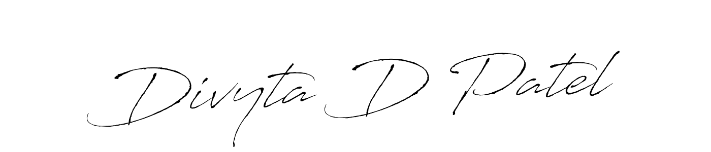 Create a beautiful signature design for name Divyta D Patel. With this signature (Antro_Vectra) fonts, you can make a handwritten signature for free. Divyta D Patel signature style 6 images and pictures png