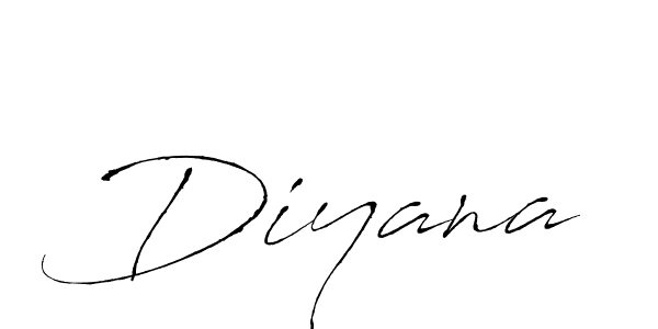 Use a signature maker to create a handwritten signature online. With this signature software, you can design (Antro_Vectra) your own signature for name Diyana. Diyana signature style 6 images and pictures png