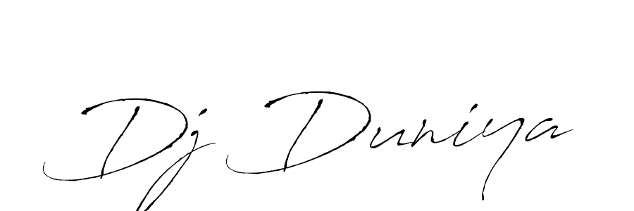 Use a signature maker to create a handwritten signature online. With this signature software, you can design (Antro_Vectra) your own signature for name Dj Duniya. Dj Duniya signature style 6 images and pictures png