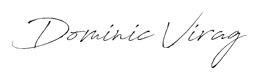 A sleek calligraphic signature for name Dominic Virag utilizing Antro_Vectra styling. Great for adding personal signatures to photos and art. Dominic Virag signature style 6 images and pictures png