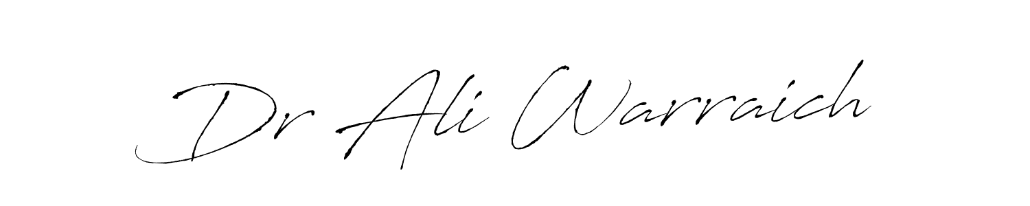 How to make Dr Ali Warraich name signature. Use Antro_Vectra style for creating short signs online. This is the latest handwritten sign. Dr Ali Warraich signature style 6 images and pictures png