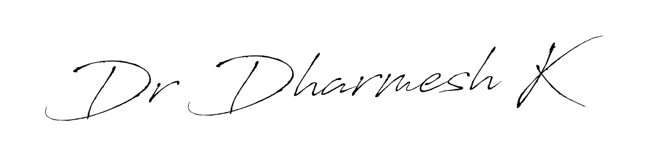 You should practise on your own different ways (Antro_Vectra) to write your name (Dr Dharmesh K) in signature. don't let someone else do it for you. Dr Dharmesh K signature style 6 images and pictures png