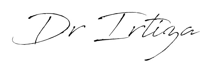 Create your official email sign-off with Dr Irtiza name in Antro_Vectra style. Crisp, clean, and perfectly legible across all screens. Dr Irtiza signature style 6 images and pictures png