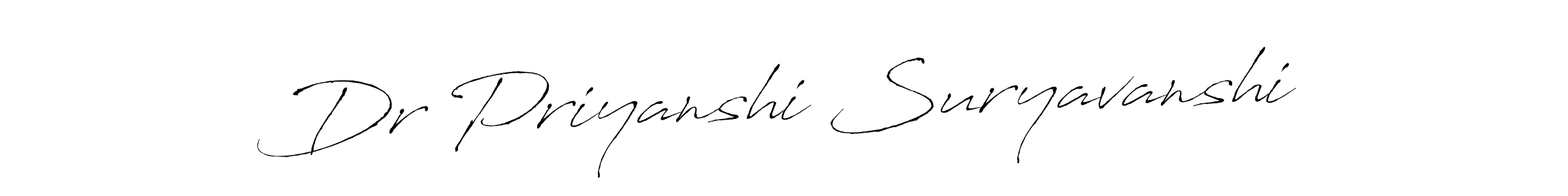 Antro_Vectra is a professional signature style that is perfect for those who want to add a touch of class to their signature. It is also a great choice for those who want to make their signature more unique. Get Dr Priyanshi Suryavanshi name to fancy signature for free. Dr Priyanshi Suryavanshi signature style 6 images and pictures png