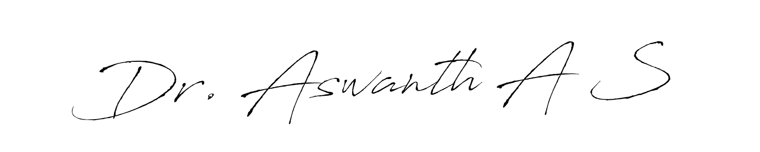 The best way (Antro_Vectra) to make a short signature is to pick only two or three words in your name. The name Dr. Aswanth A S include a total of six letters. For converting this name. Dr. Aswanth A S signature style 6 images and pictures png