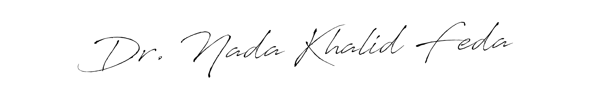 Antro_Vectra is a professional signature style that is perfect for those who want to add a touch of class to their signature. It is also a great choice for those who want to make their signature more unique. Get Dr. Nada Khalid Feda name to fancy signature for free. Dr. Nada Khalid Feda signature style 6 images and pictures png