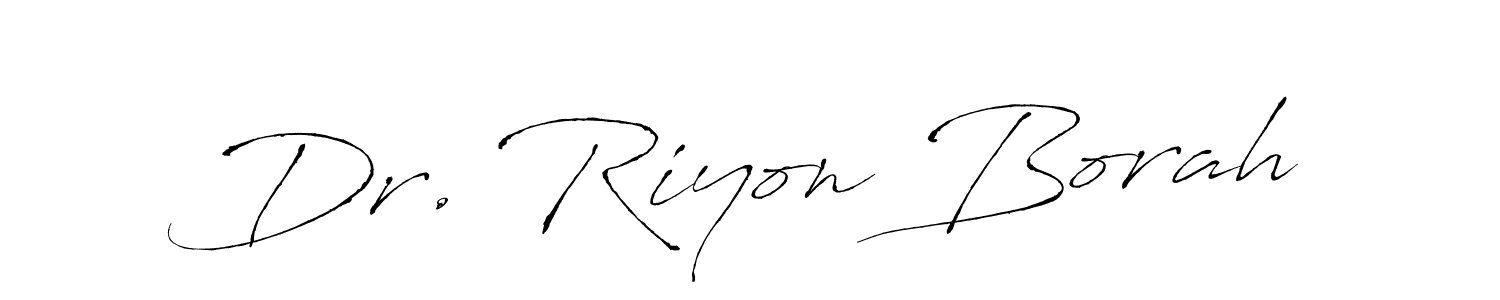 How to make Dr. Riyon Borah name signature. Use Antro_Vectra style for creating short signs online. This is the latest handwritten sign. Dr. Riyon Borah signature style 6 images and pictures png