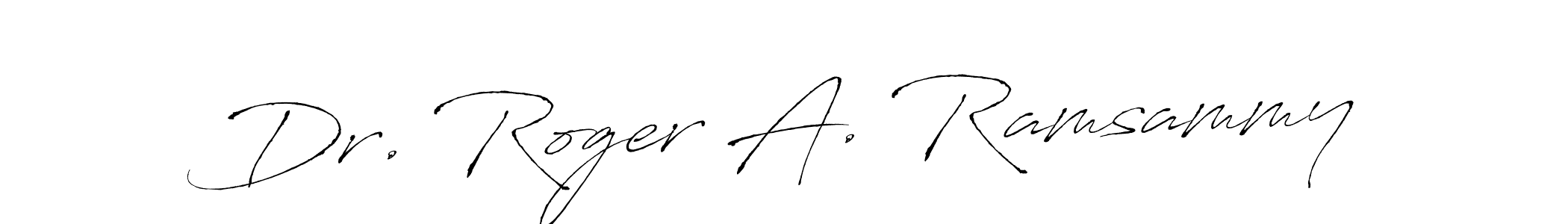 Design your own signature with our free online signature maker. With this signature software, you can create a handwritten (Antro_Vectra) signature for name Dr. Roger A. Ramsammy. Dr. Roger A. Ramsammy signature style 6 images and pictures png