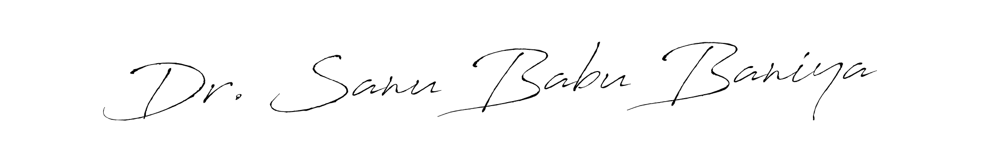 The best way (Antro_Vectra) to make a short signature is to pick only two or three words in your name. The name Dr. Sanu Babu Baniya include a total of six letters. For converting this name. Dr. Sanu Babu Baniya signature style 6 images and pictures png