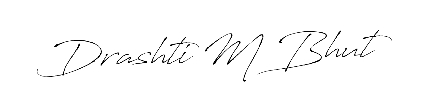 How to make Drashti M Bhut name signature. Use Antro_Vectra style for creating short signs online. This is the latest handwritten sign. Drashti M Bhut signature style 6 images and pictures png