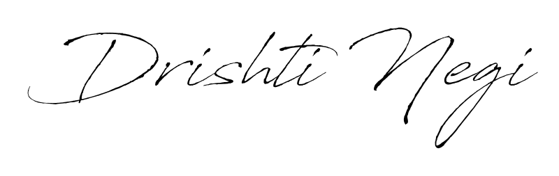 Try this chic Drishti Negi handwritten sign style. Using Antro_Vectra font elements, it gives your name a sleek, memorable identity. Drishti Negi signature style 6 images and pictures png
