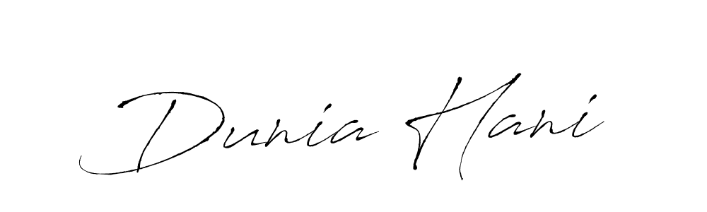 Design your own signature with our free online signature maker. With this signature software, you can create a handwritten (Antro_Vectra) signature for name Dunia Hani. Dunia Hani signature style 6 images and pictures png