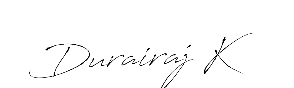How to make Durairaj K signature? Antro_Vectra is a professional autograph style. Create handwritten signature for Durairaj K name. Durairaj K signature style 6 images and pictures png