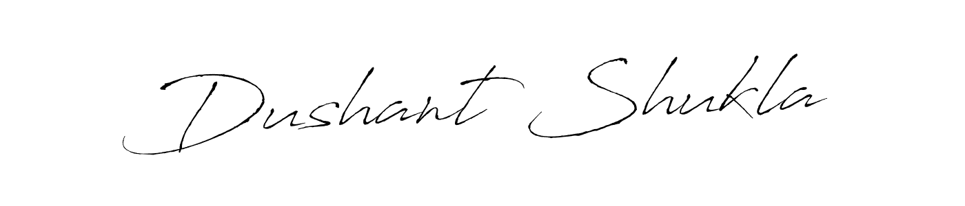 The best way (Antro_Vectra) to make a short signature is to pick only two or three words in your name. The name Dushant Shukla include a total of six letters. For converting this name. Dushant Shukla signature style 6 images and pictures png