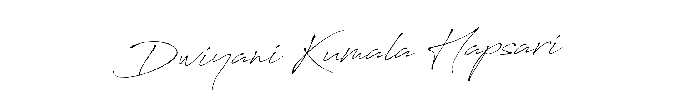 Antro_Vectra is a professional signature style that is perfect for those who want to add a touch of class to their signature. It is also a great choice for those who want to make their signature more unique. Get Dwiyani Kumala Hapsari name to fancy signature for free. Dwiyani Kumala Hapsari signature style 6 images and pictures png